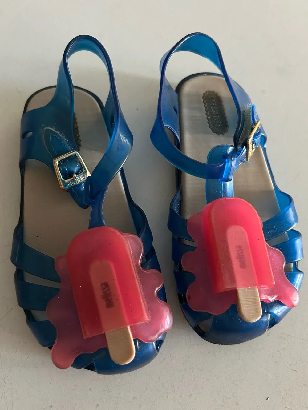 Mini Melissa Aranha VIII Jelly Sandals | blue with pink popsicle